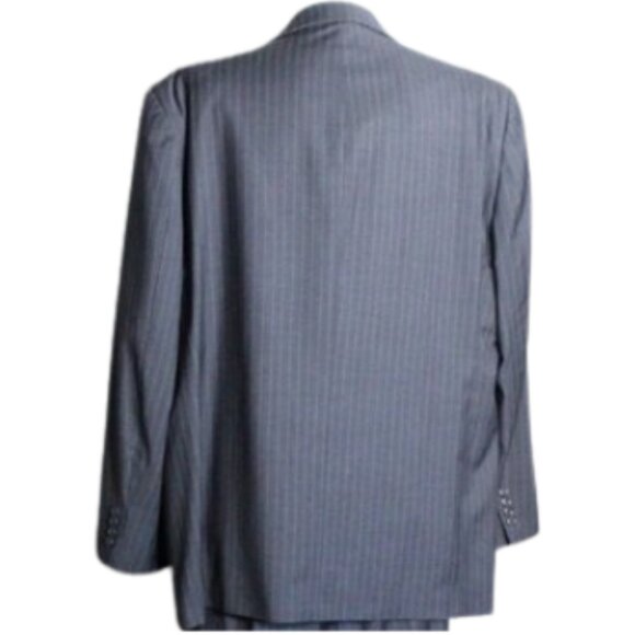 CHAPS 46R Men's Wool Gray Pinstripe Suit Jacket - Picture 2 of 8